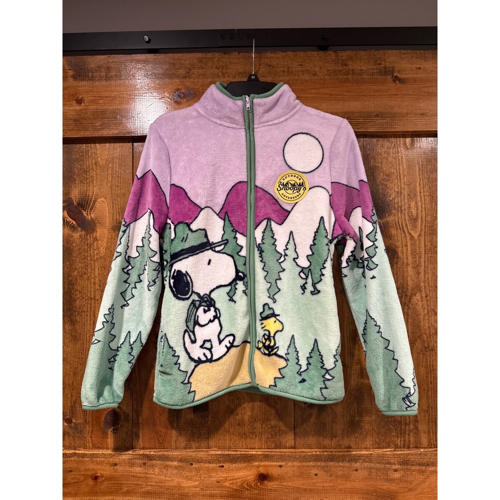 Peanuts Snoopy Woodstock Outdoor Adventure Fleece Jacket Full Zip XS NWT